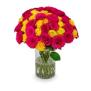 Kytice růžových a žlutých růží